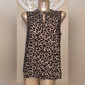 Hayden womens blouse Large 12 14 leopard cheetah sleeveless tank black tan